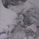 "Child Wondering", pencil drawing on paper