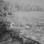 Burntside Shoreline 32x21, pencil drawing by John Huisman