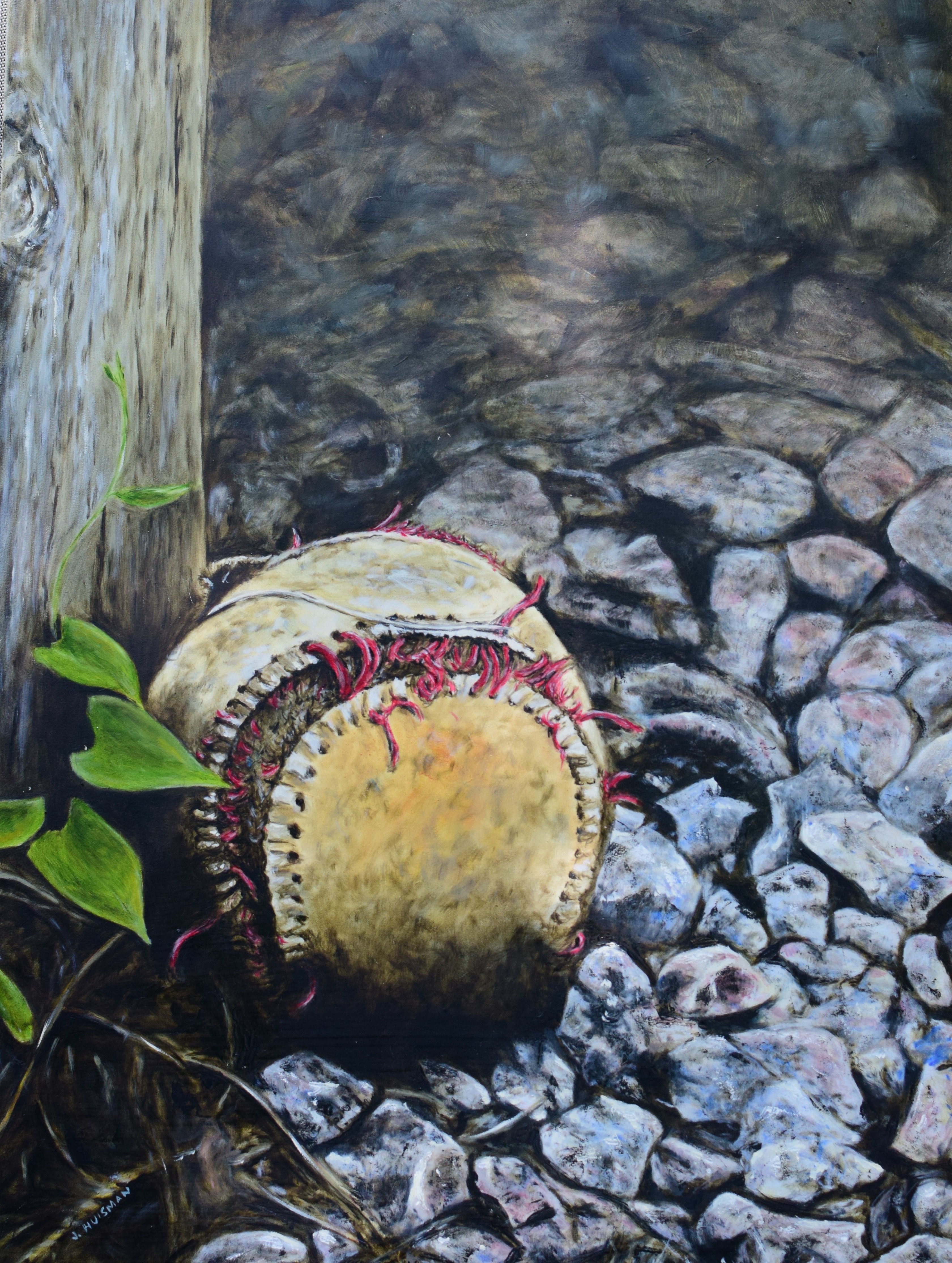 Old Leather and Forgotten Seams, 18x24 oil on canvas, Oil painting by John Huisman