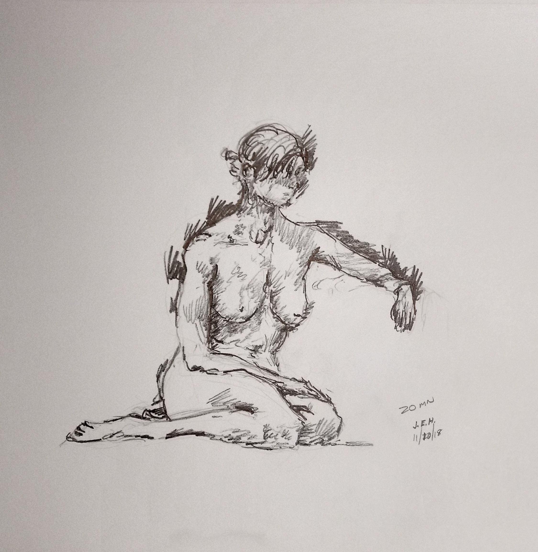 John Huisman pencil sketches, AWE figure drawing 11-10-18