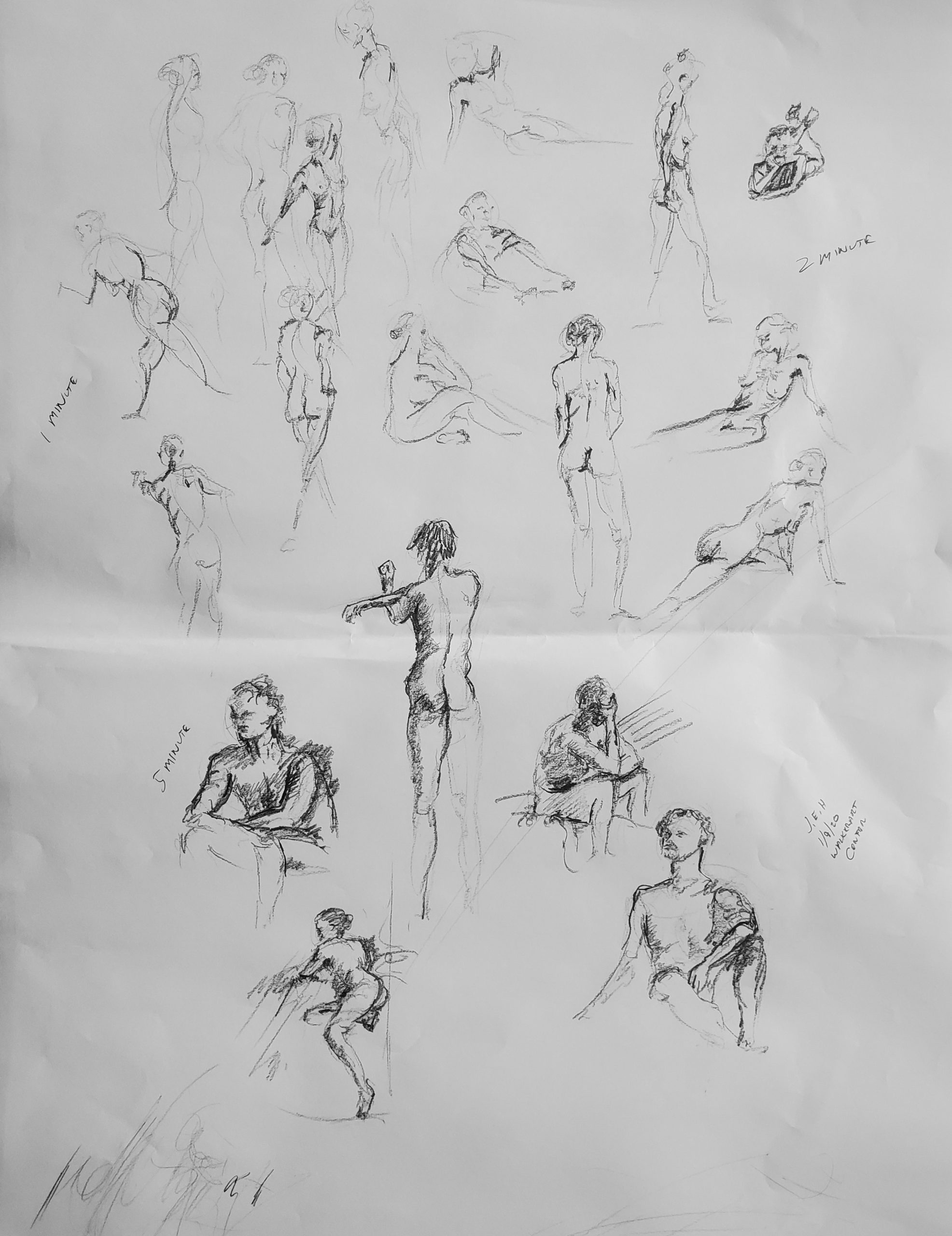 Figure drawing session at the Walker in Minneapolis, sketches by John Huisman