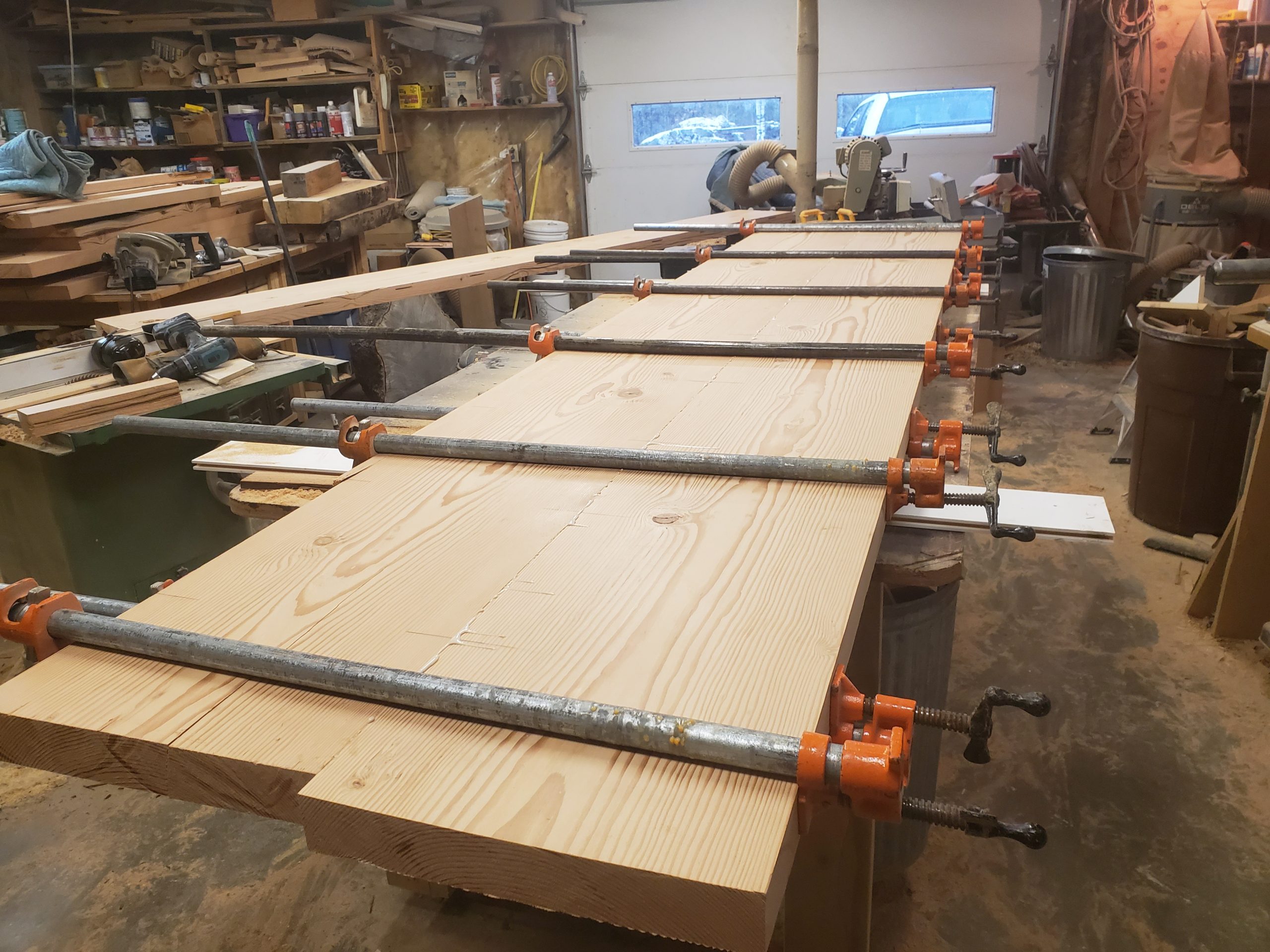 Gluing slabs for table top Gluing slabs of Douglas Fir for custom table by John Huisman