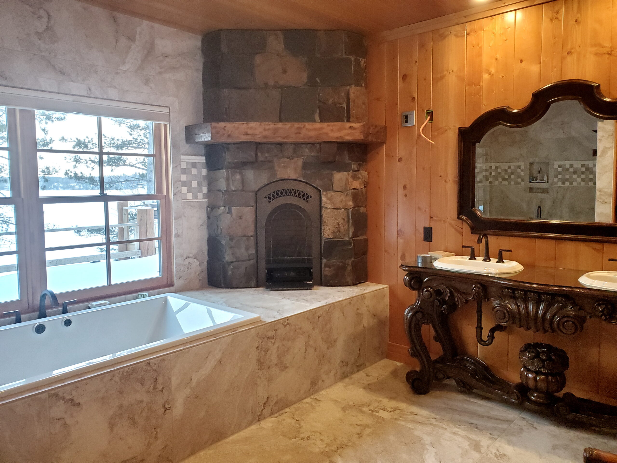 Master bath mantel (2) Custom fireplace mantel by John Huisman