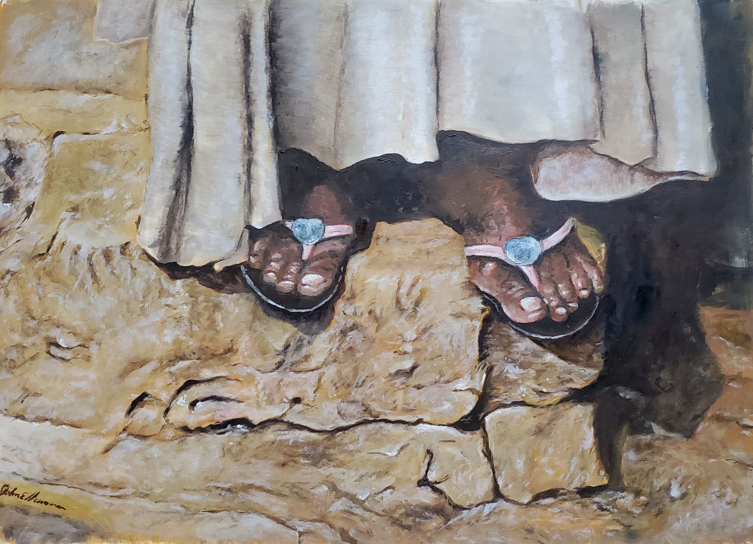 A Rugged Ledge, 9x12 Oil painting on paper By John Huisman